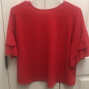 red ruffle sleeves top
